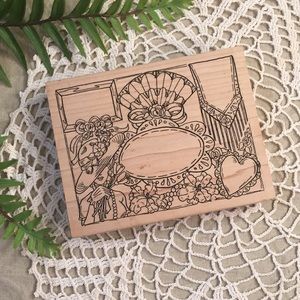 Victorian Lady With Flowers Fan Lace Craft Stamp New